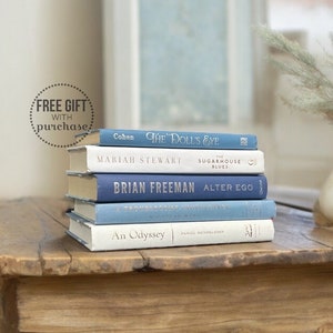 Home Decorating Book Set - Blue Home Decor - Staging Books - Decorating With Books - Blue Book Stack - Shelf Decor - Decorative Books Blue
