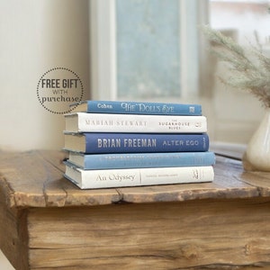 Home Decor Book Set - Blue Home Decor - Staging Books - Decorating With Books - Blue Book Stack - Shelf Decor - Decorative Books Blue