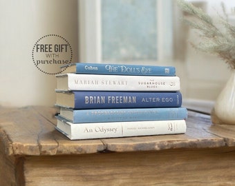 Home Decor Book Set - Blue Home Decor - Staging Books - Decorating With Books - Blue Book Stack - Shelf Decor - Decorative Books Blue