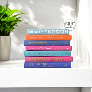 Bold and Colorful Decorating Books - Real Hardcover Books for Home Decor and Decorating Shelves - Bright Color Blue Decor - Pink Decor