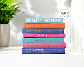 Bold and Colorful Decorating Books - Real Hardcover Books for Home Decor and Decorating Shelves - Bright Color Blue Decor - Pink Decor