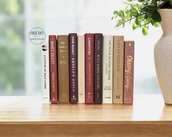 Lot de livres décoratifs, décoration d'étagère, présentoirs de livres dans des tons ocre chauds, décoration d'étagères neutre, lot de livres pour étagères de design d'intérieur