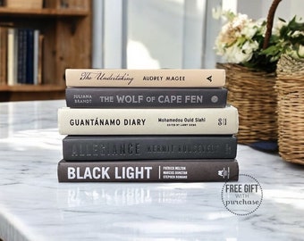 Farmhouse Decor Book Set - Gift for Book Lover - Modern Farmhouse Style Home Decor - Books by Color Scheme - Decorative Book Stack by Color