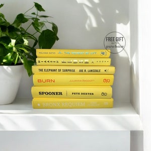 Yellow Books for Home Staging - Eclectic Home Decor - Modern Entryway Decor - Mantel Decor - Real Books for Decor - Decorative Objects