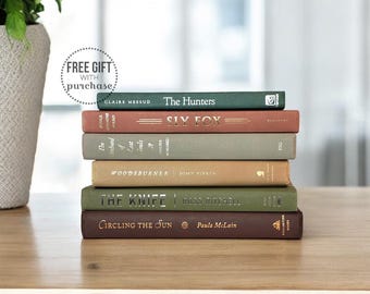 Déco pour étagères neutre - Décoration de salon - Ensemble de livres pour la décoration intérieure - Pile de livres de décoration - Déco d'étagère - Déco verte - Home Staging