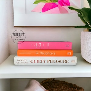 Bright Pink and Neon Orange Set of Books - Pink Room Bedroom Decor - Dorm Room or Apartment Accents - Bright Decor - Preppy Fun Decor Books