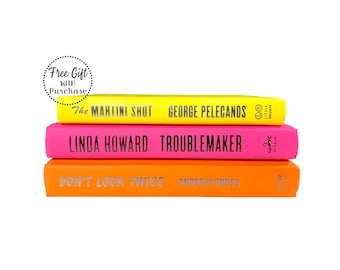 Neon Color Books Stack for Neon Room Decor - Bright Pink Shelf Decor - Accents for Home Staging Prop - Accent for Office - Shelving Decor