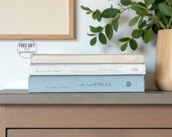 Ensemble de livres de décoration d'intérieur, décoration d'étagères, décoration de salon bleu pâle, décoration d'étagères de bureau, livres neutres pour table basse, home staging