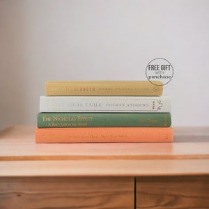 Shelf Decor Book Set - Peach Books - Mid Century Modern Decor - Decorating Books by Color Scheme - Olive Green Decor - Home Accent -