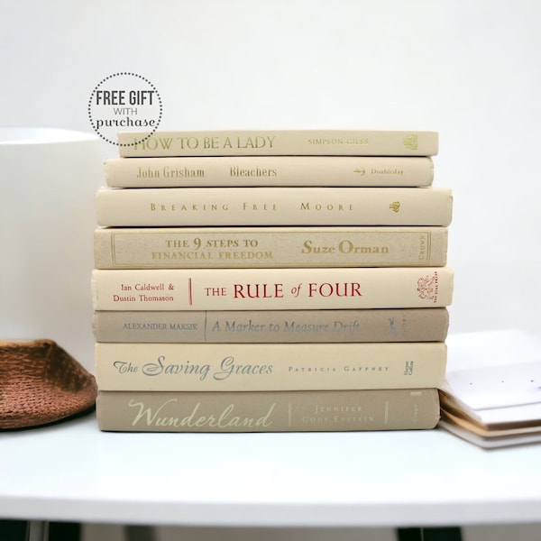 Beige, Tan and Cream Decorative Book Bundle Set - Tray Table Decor - Neutral Earth Tone Decor - Shelf Filler Books for Bookshelves