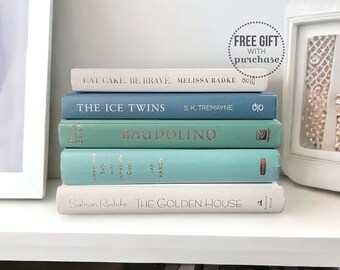 Coastal Theme Home Decor Accents, Decorative Book Stack for Floating Shelf, Beach Decor, Coffee Table Books for Decor, Living Room Decor