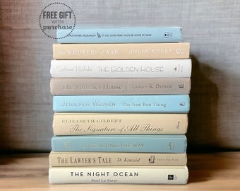 Beach Theme Room Decor Book Stack - Tranquil Pastel Book Set for Shelf Decor and Home Staging - Beach House Decor - Coffee Table Books