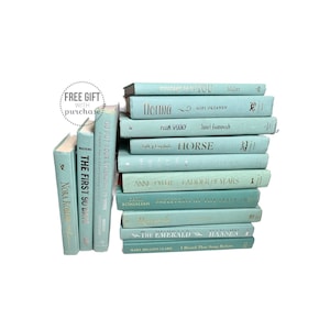 Robin's Egg Decor Books for Home Staging and House Decor - Seafoam Green Book Stack Bundle for Shelf Display, Decorative Object for Shelves