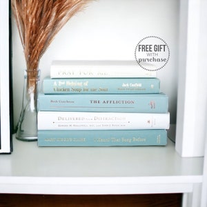 Turquoise & White Set of Hardcover Books for Home Decor - Teal Home Decorations - Gifts for Book Lover - Real Estate Staging Aqua Book Set