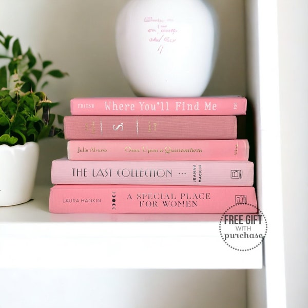 Pastel Pink Decorative Book Bundle - Light Pink Decor Books for Shelf Pink - Pale Pink Nursery Decor Aesthetic - Dorm Room Decorating Books