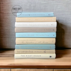 Beach Theme Room Decor Book Stack - Tranquil Pastel Book Set for Shelf Decor and Home Staging - Beach House Decor - Coffee Table Books