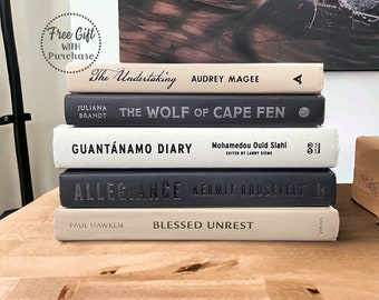 Modern Farmhouse Decor - Books for Shelf Decor - Light and Dark Neutrals Book Set - Cream and Black Home Decor Book Stack - Books by Color