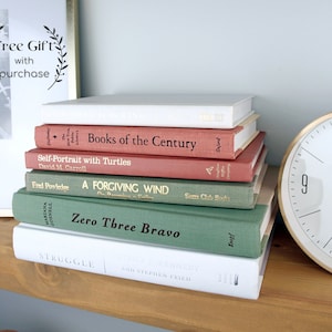 Books by Color for Decoration, Sage Green Home Decor, Floating Shelf Decor Objects for Shelves, Books Luxury Real Estate Staging Aesthetics