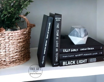 Black and White Book Stack Decor  - Modern Books for Staging and Shelf Decor - Curated Bulk Books by Color -
