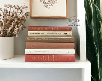 Burnt Orange Home Decor Set of Books - Mid Century Modern Rust Decor - Modern Home Staging Accessories - Stack of Decorative Books by Color