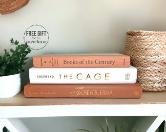 Boho Decor for Shelf - Decor for Shelves - Rust Decorative Book Set - Burnt Orange Decor - Book Collection in Bohemian Colors Terracotta