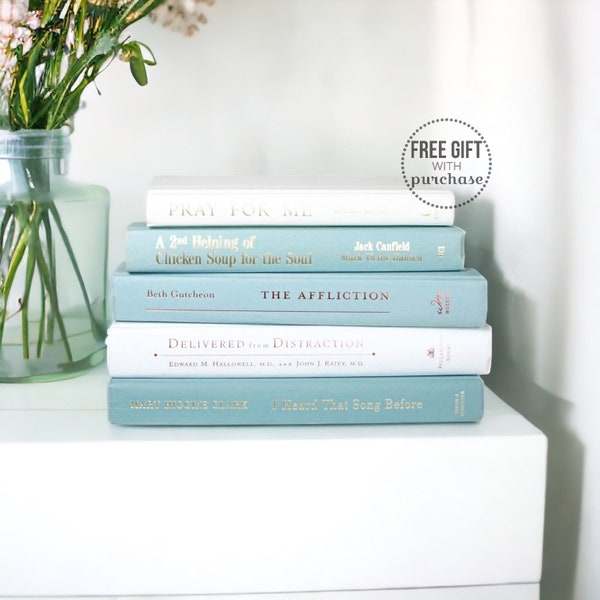 Book Stack for Modern Shelf Decor Accents and Accessories - Books for Table Decor, Gently Used Vintage - Home Decor Modern Farmhouse Gifts