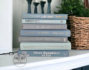 Décoration d'intérieur, Pile de livres pour décoration d'intérieur grises, Livres modernes pour décoration d'intérieur, Accessoires de maison pour étagères intégrées, Décoration d'étagère, Articles de décoration d'étagère