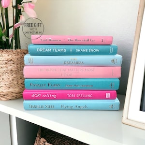 Aqua & Pink Decorative Books - Nursery Decor - Bedroom Shelf Decor - Teal Blue Books - Pink Girls Room Decorating Books - Aqua Decor