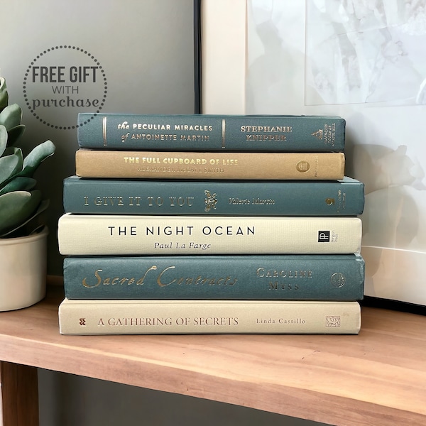 Traditional Home Decor Book Stack - Books by Color - Decorative Book Set - Dark Teal Green Decor Accents - Shelf Filler - Coffee Table Decor