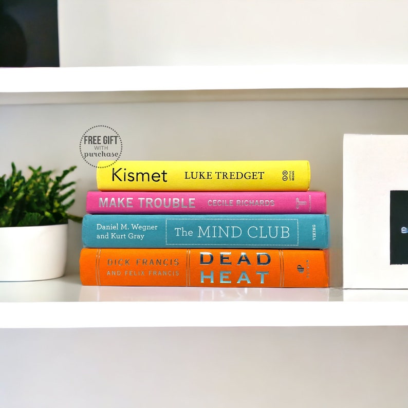 Bold Colorful Book Stack for Decor - College Dorm / Apartment ...