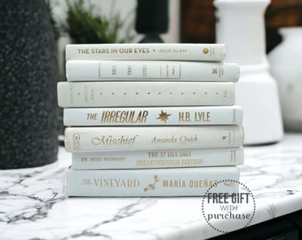 Set of White Decorative Books for Home Decor  - Modern Farmhouse Boho Decor - Coffee Table Decor - Shelf Decor