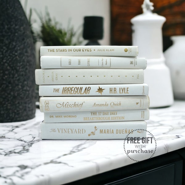 Set of White Decorative Books for Home Decor  - Modern Farmhouse Boho Decor - Coffee Table Decor - Shelf Decor