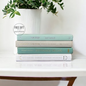Seafoam Green Home Decor Coffee Table Books, Light Green Neutral Decorative Book Set, Decorations For Built In Shelving, Decorative Objects