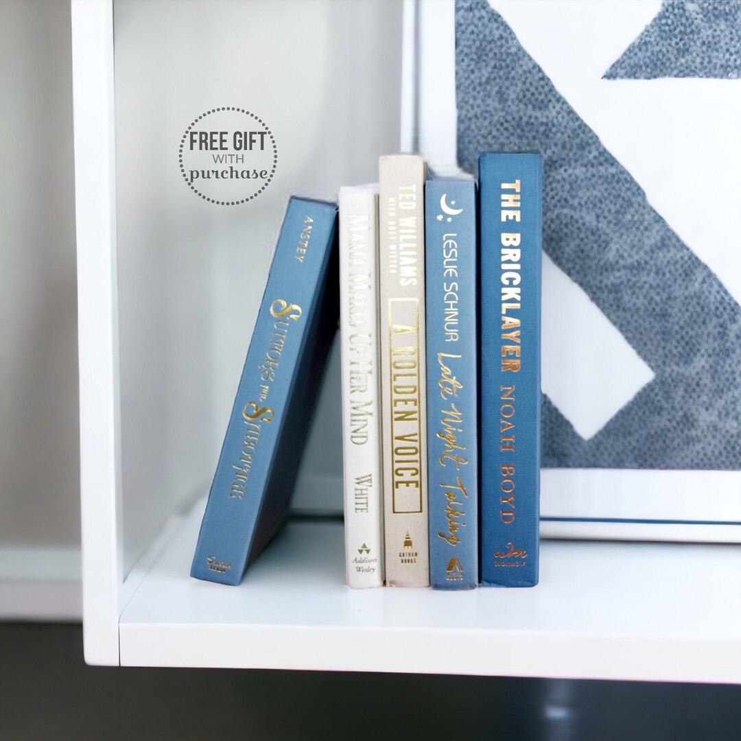 Decorative Book Collection Set Decor for Mantel Blue Etsy