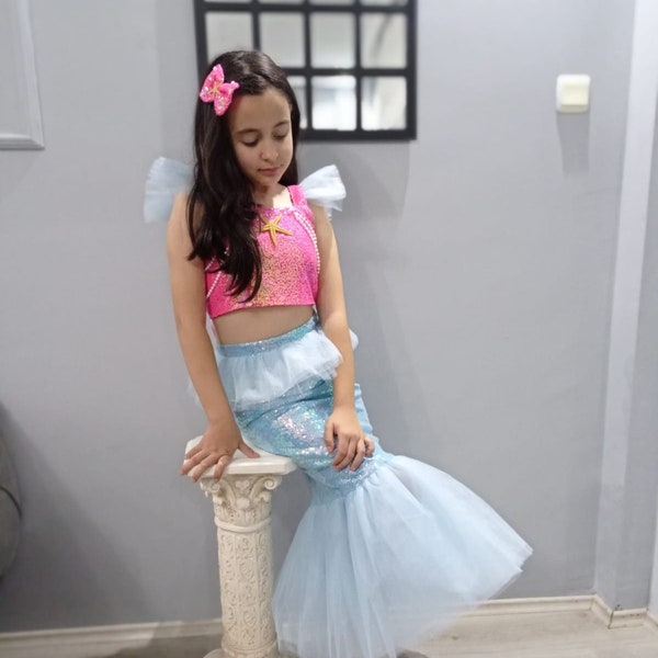 Vestido de sirena Ariel, traje de sirena, princesa sirena, traje de sirena para niños pequeños, cumpleaños de sirena