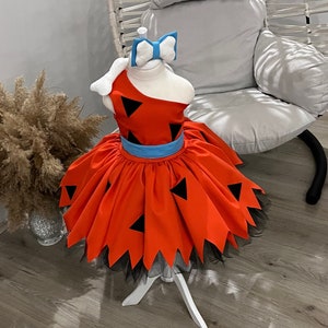 Pebble Dress For Kids, Flintstone Orange Dress For Toddler