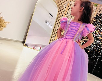 Rapunzel Inspired Dress: Purple & Gold Princess Costume