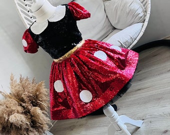 Red Sequin Minnie Mouse Costume: Polka Dot Tutu Dress