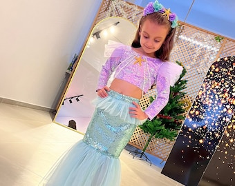 Costume da sirena, abito da sirena Ariel per bambino, costume da sirena per bambini, costume da sirena a maniche lunghe