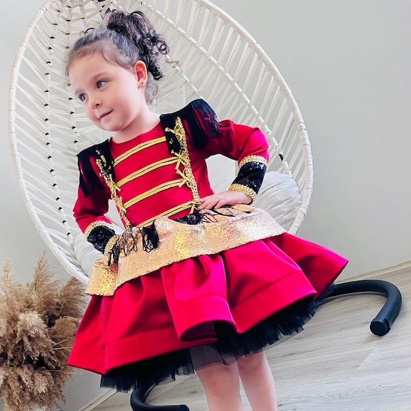 Red Nutcracker Tutu Dress For Kids, Girl Circus Nutcracker Costume, Toddler Christmas Dress