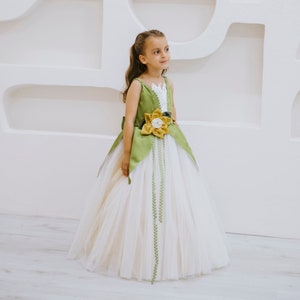 Princess Tiana Costume, Tiana Costume For Birthday, Tiana Princess And The Frog Dress, Hallowen Costume, Tiana Dress, Baby Girl Dress