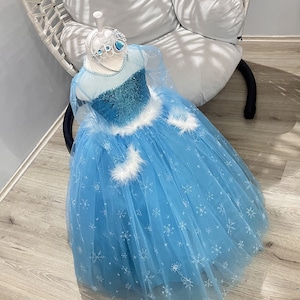 Elsa Inspired Birthday Dress: Blue Frozen Costume, Handmade