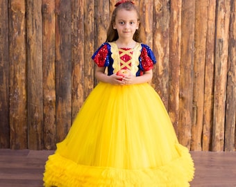 Snow White Princess Costume: Toddler Birthday Princess Party Dress