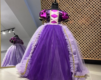 Toddler Princess Rapunzel Costume: Purple & Gold Princess Dress