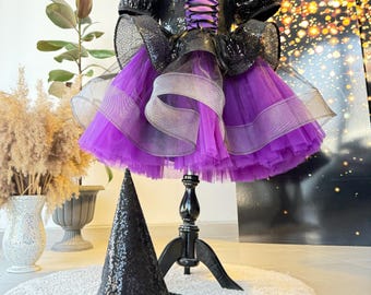 Little Girl Witch Costume, Black and Purple Halloween Costume for Girls, Cute Halloween Outfit, Little Girl Witch Dress