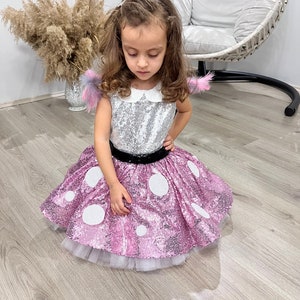 Pink Sequin Minnie Mouse Inspired Baby Costume Dress