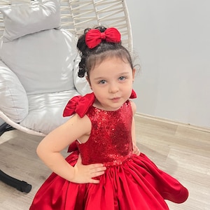 Girls Red Birthday and Party Dress,Girls Bridesmaid Dress