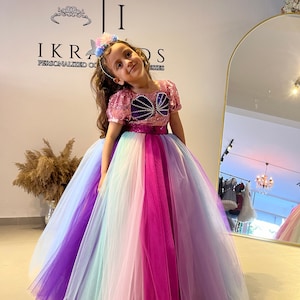 Mermaid Costume For Girl, Ariel Mermaid Dress For Baby, Halloween Costume, Fish Scale Girl Dress, Kids Birthday Dress