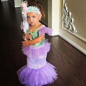 Handmade Mermaid Costume For Kids, Toddler Mermaid Costume, Mermaid Themed Party Dress, Mermaid Dress and Mermaid Buckle
