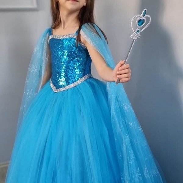 Princess Elsa Inspired Dress, Elsa Costume, Toddler Frozen Dress, Light Blue Princess Dress